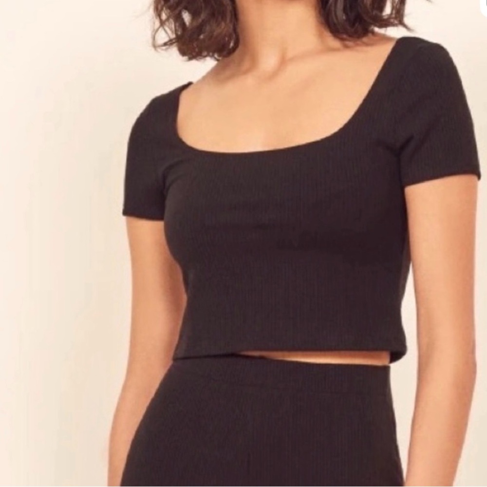 Reformation Black Ribbed Women's Crop Top